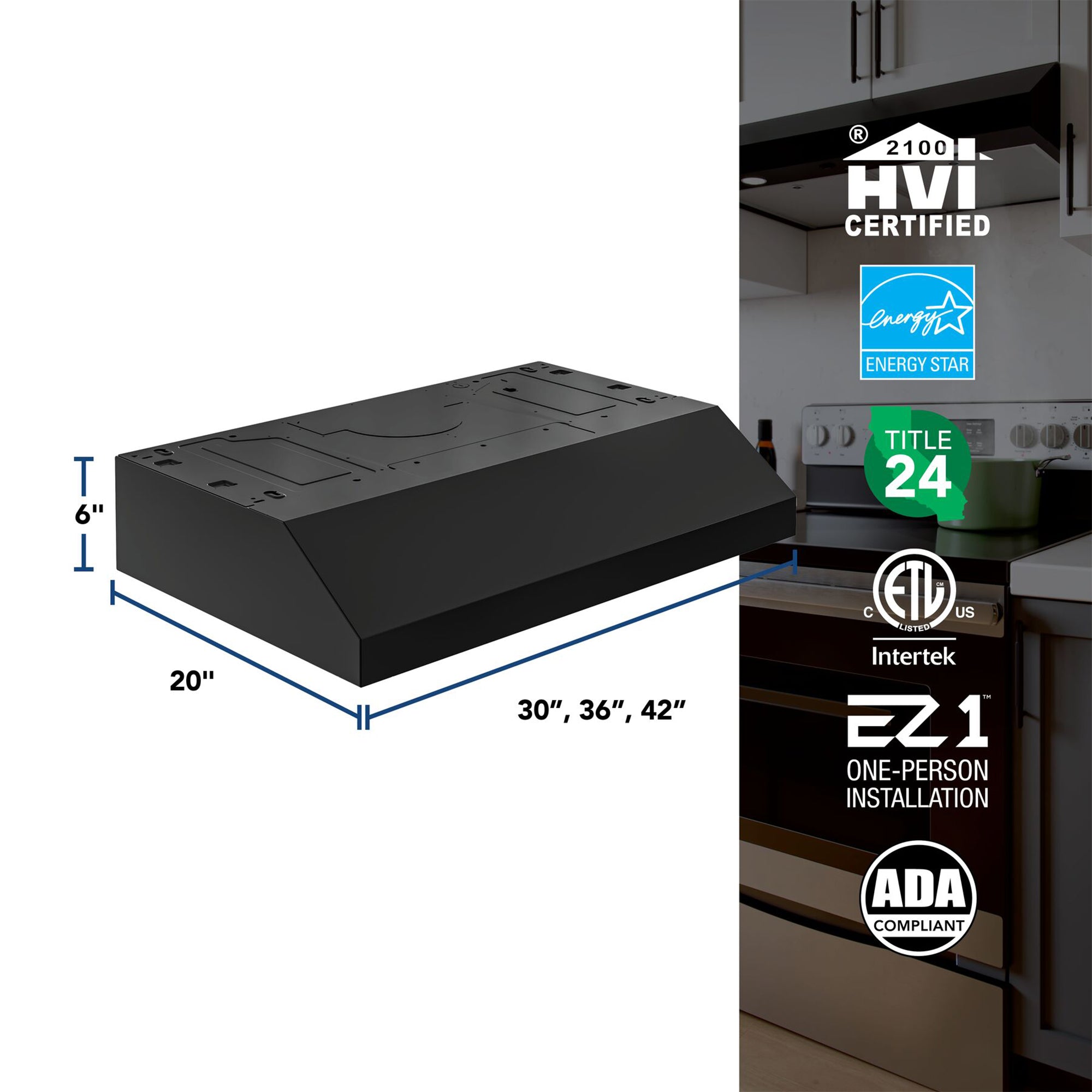 Broan-NuTone 42" Under Cabinet Range Hood, ENERGY STAR 350 Max Blower CFM (Used)