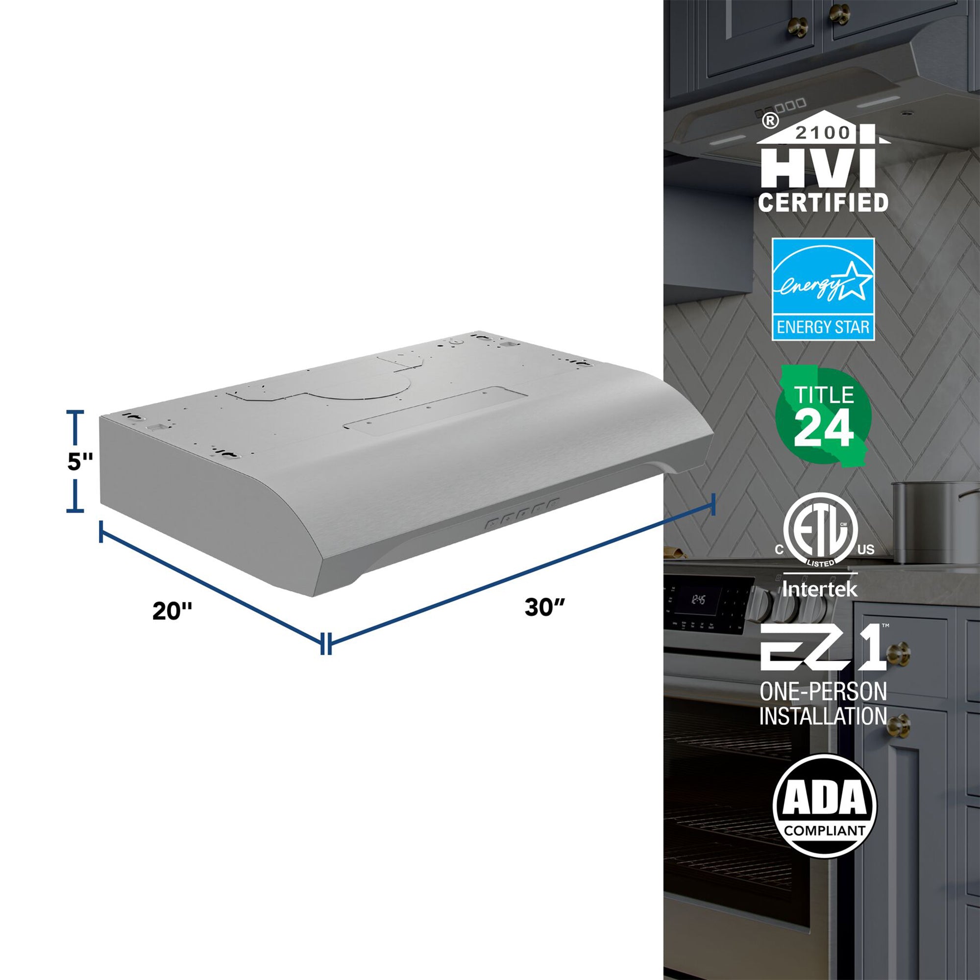 Broan-NuTone 30" Under Cabinet Range Hood, ENERGY STAR, 350 Max Blower CFM - VMInnovations