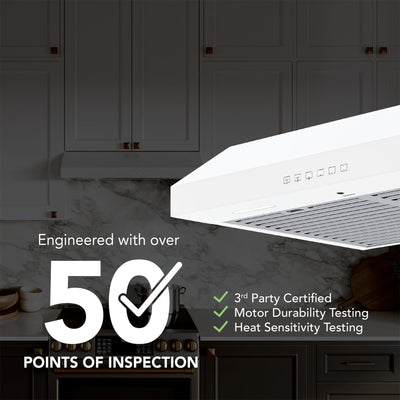 Broan-NuTone 30" Under Cabinet Range Hood, ENERGY STAR 490 Max Blower CFM, White (Open Box)