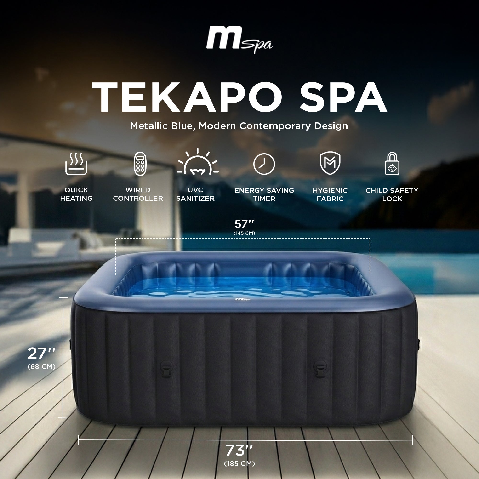MSpa Tekapo Square Inflatable Bubble Spa,Thermal Cover,Outdoor Hot Tub(Open Box)