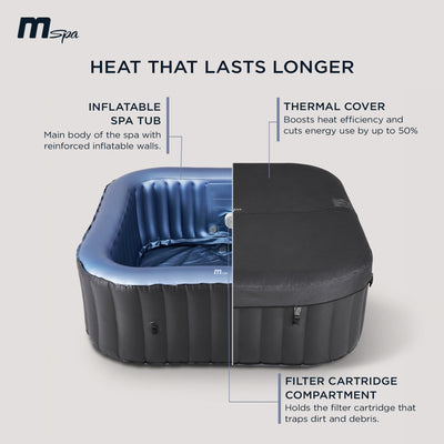 MSpa Tekapo Square Inflatable Bubble Spa,Thermal Cover,Outdoor Hot Tub(Open Box)
