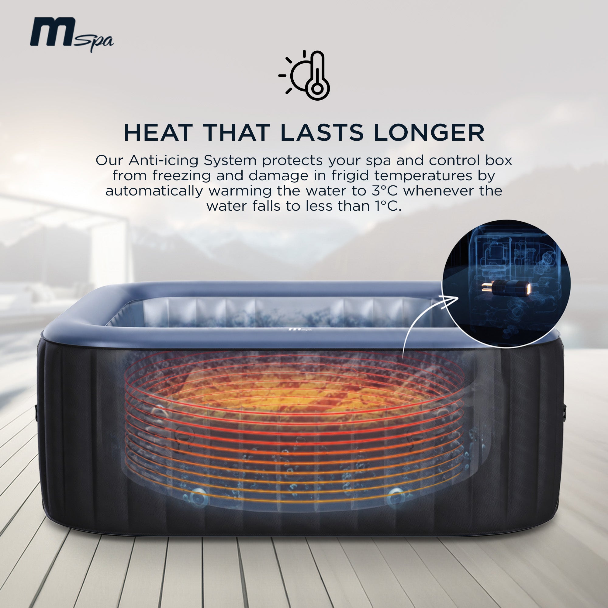 MSpa Tekapo Square Inflatable Bubble Spa,Thermal Cover,Outdoor Hot Tub(Open Box)