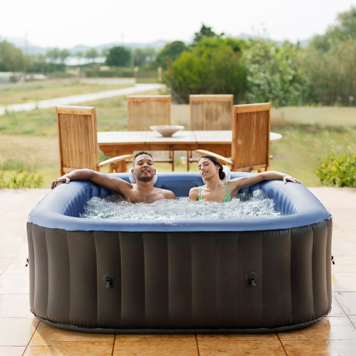 MSpa Tekapo 6Person Square Inflatable Bubble Spa, Thermal Cover, Outdoor Hot Tub - VMInnovations