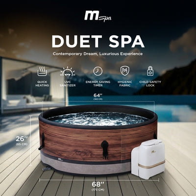 MSpa Duet 6-Person Round Inflatable Bubble Spa, Thermal Cover, (Open Box)