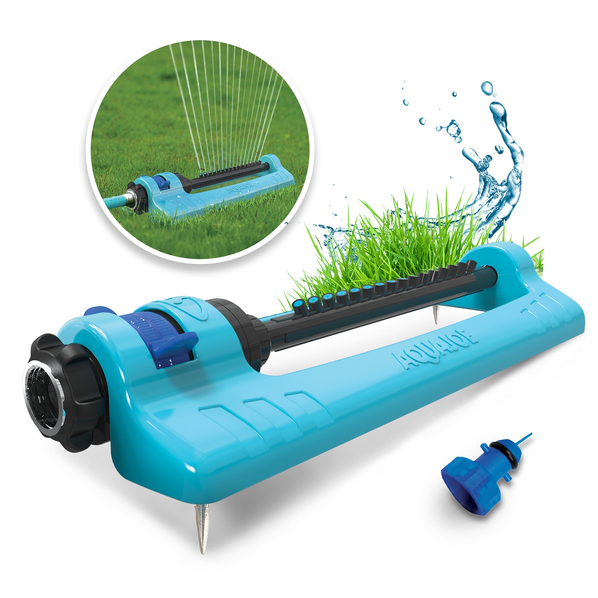 Aqua Joe Oscillating Sprinkler, Ground Spike with Adjustable Spray, 3400 Sq. Ft.