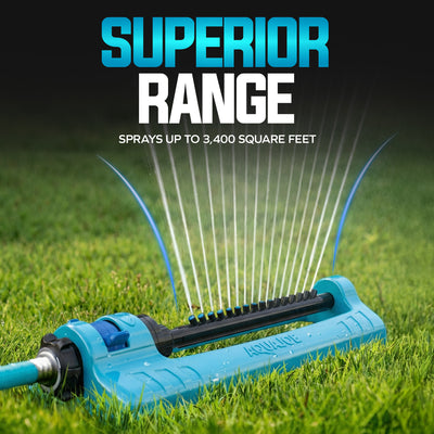 Aqua Joe Oscillating Sprinkler, Ground Spike with Adjustable Spray, 3400 Sq. Ft.