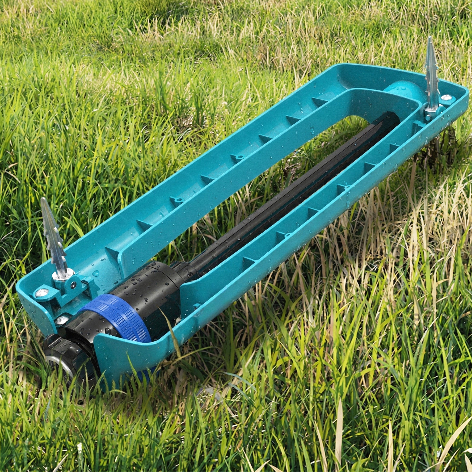 Aqua Joe Oscillating Sprinkler, Ground Spike with Adjustable Spray, 3400 Sq. Ft.