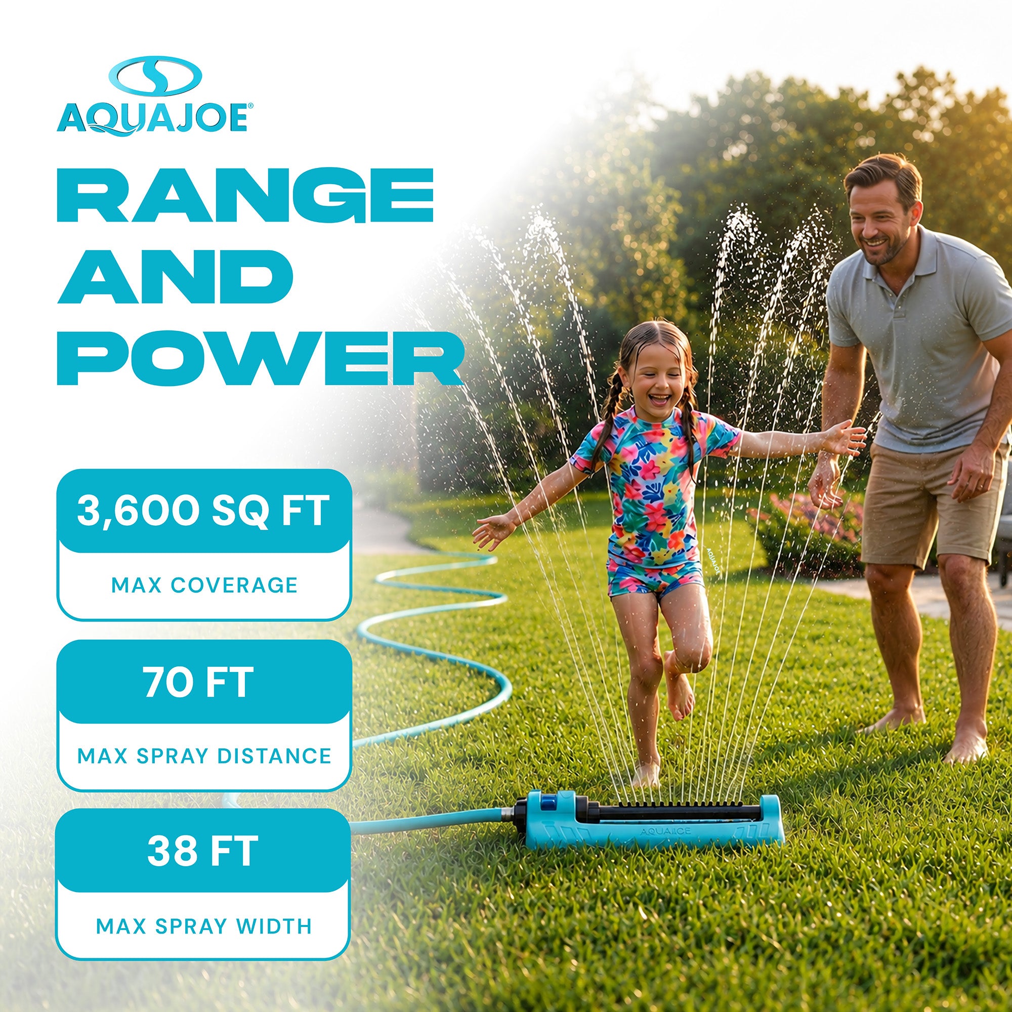 Aqua Joe Oscillating Sprinkler with Adjustable Spray, 3600 Square Foot Coverage