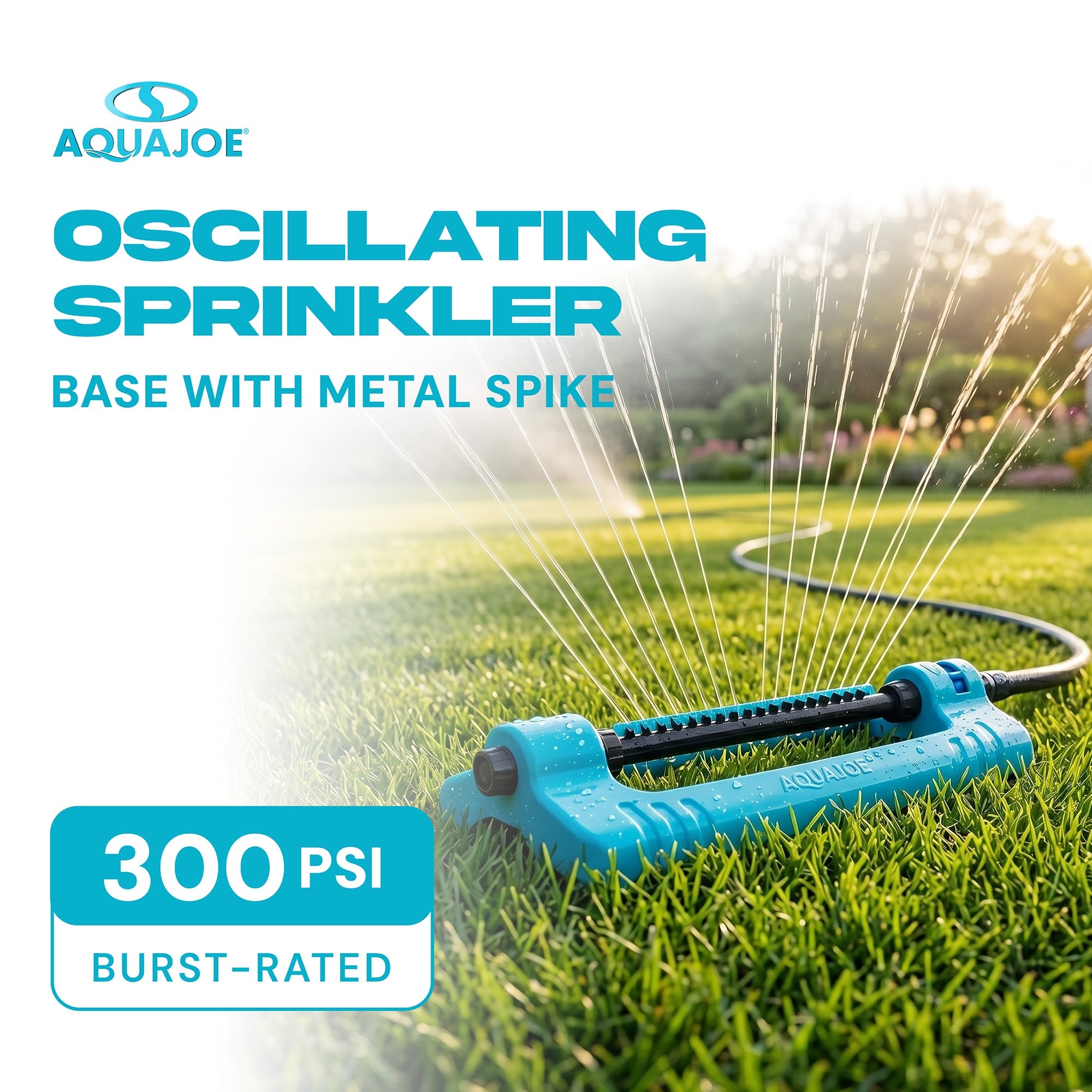 Oscillating Sprinkler w Adjustable Spray, Standard Base/Metal Ground (Open Box)