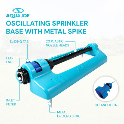 Oscillating Sprinkler w Adjustable Spray, Standard Base/Metal Ground (Open Box)