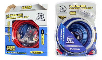 NEW! (2) BULLZ AUDIO 4 Gauge Power Amplifier/Amp Wiring Kits - EPAK4R & EPAK4BL