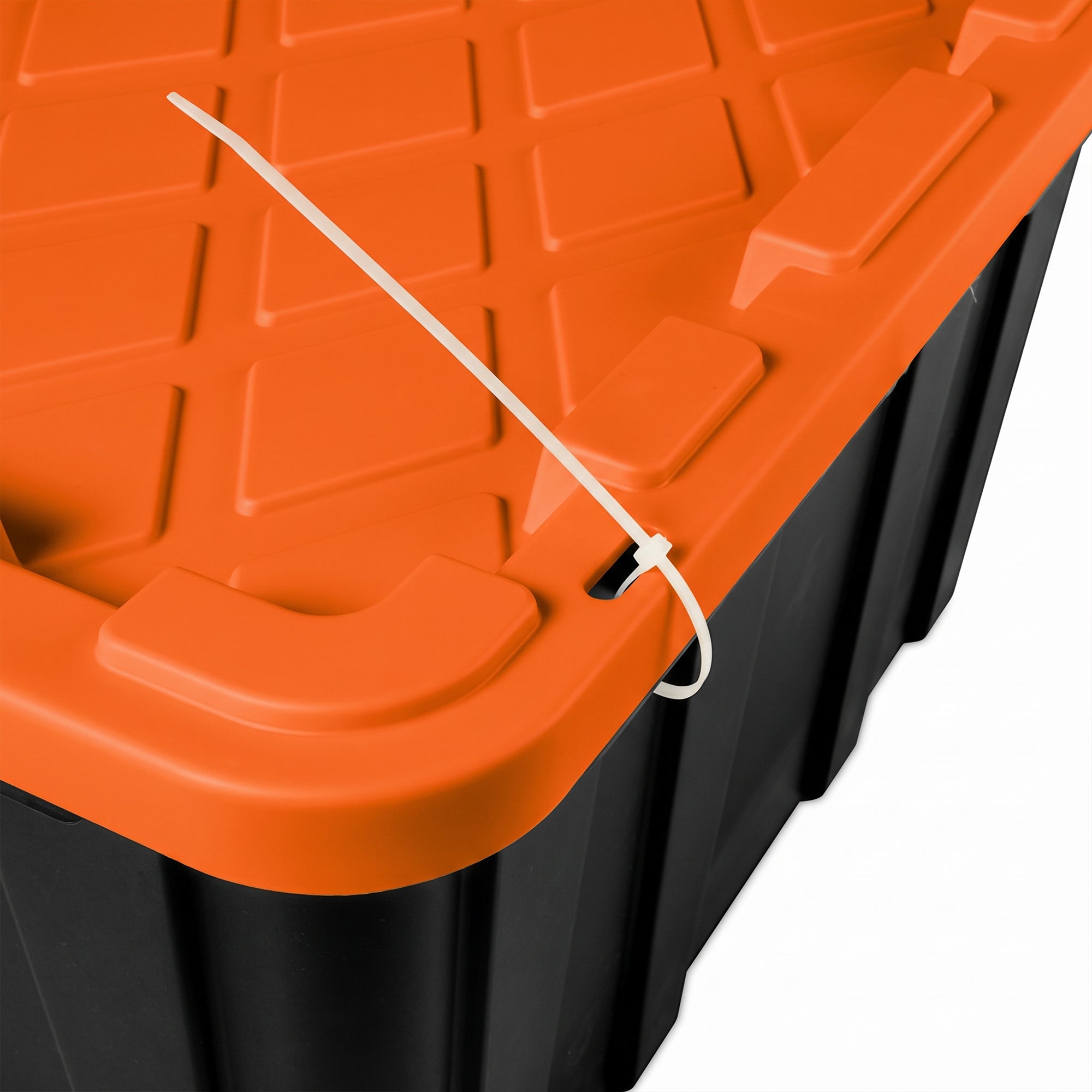 Sterilite 27 Gallon Industrial Storage Tote with Snap Fit Lids, Orange/Black (6 Pack)