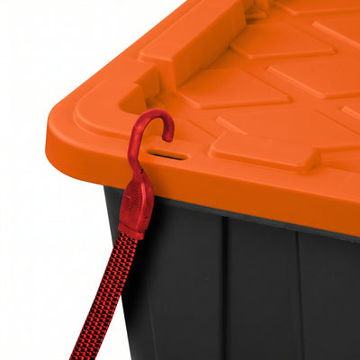 Sterilite 27 Gallon Industrial Storage Tote with Snap Fit Lids, Orange/Black (6 Pack)