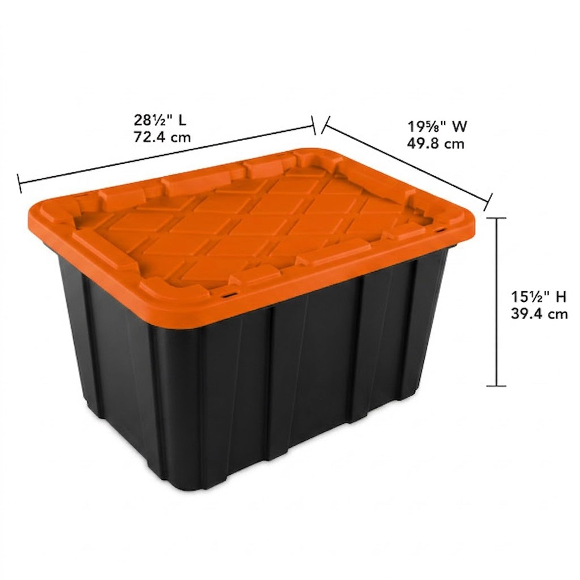 Sterilite 27 Gallon Industrial Storage Tote with Snap Fit Lids, Orange/Black (24 Pack)