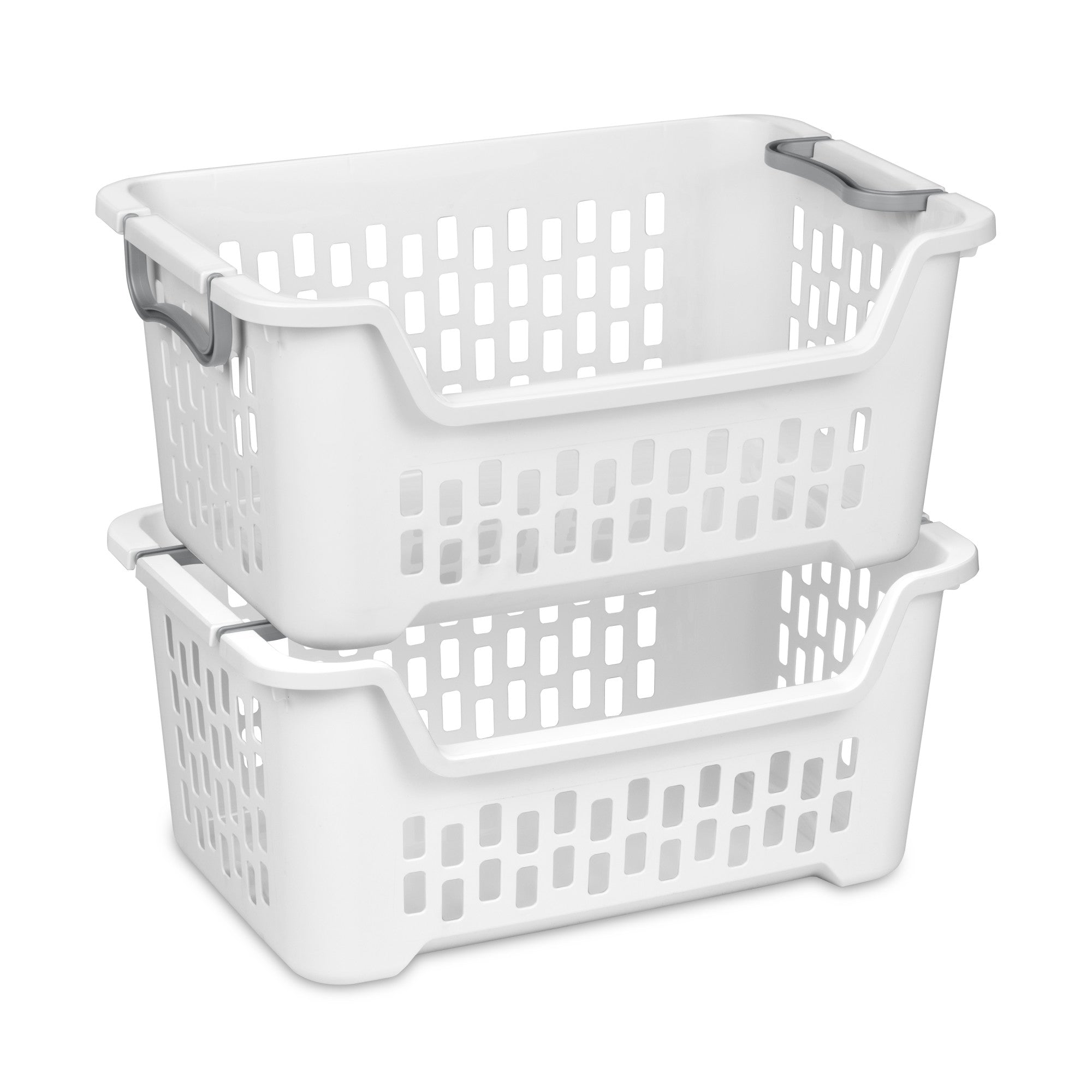 Sterilite Stacking Laundry Basket, 2 Bushel Hamper with Handles, White, 24 Pack