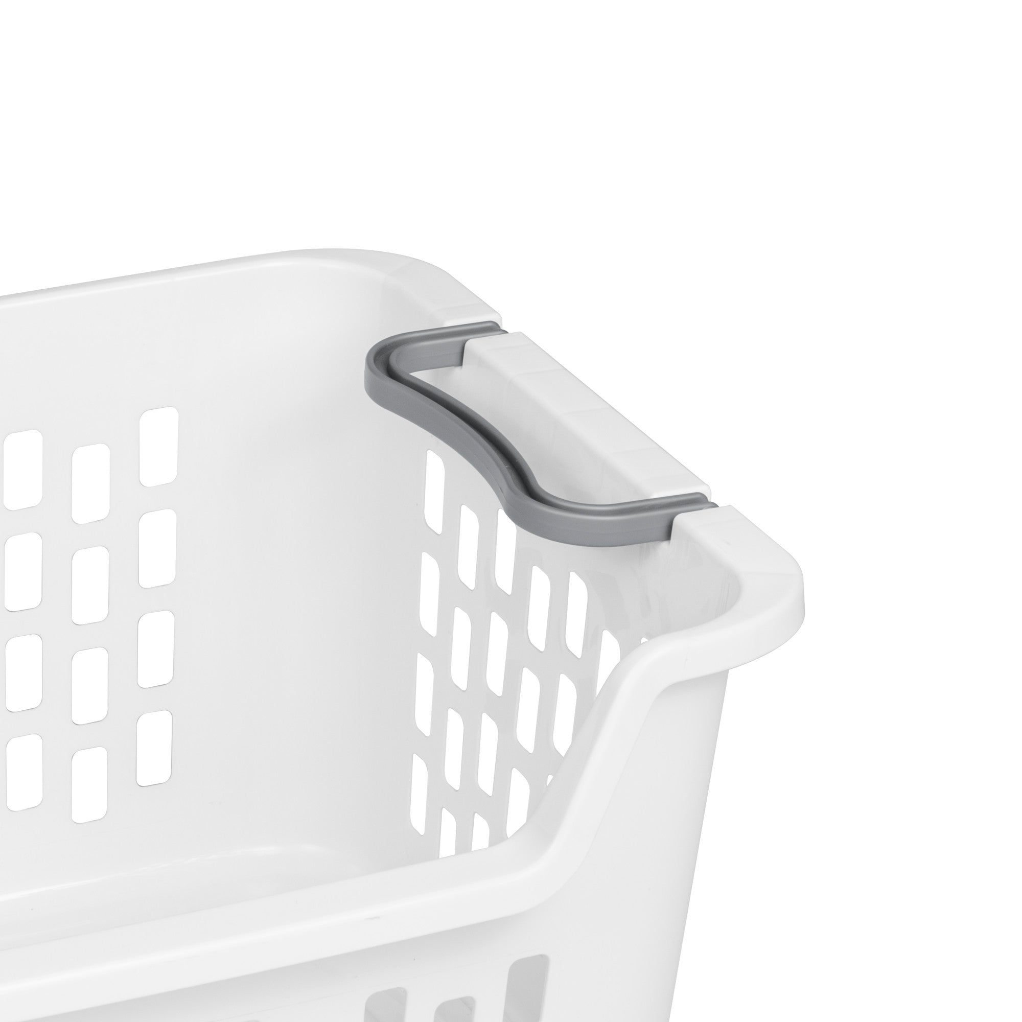 Sterilite Stacking Laundry Basket, 2 Bushel Hamper with Handles, White, 24 Pack