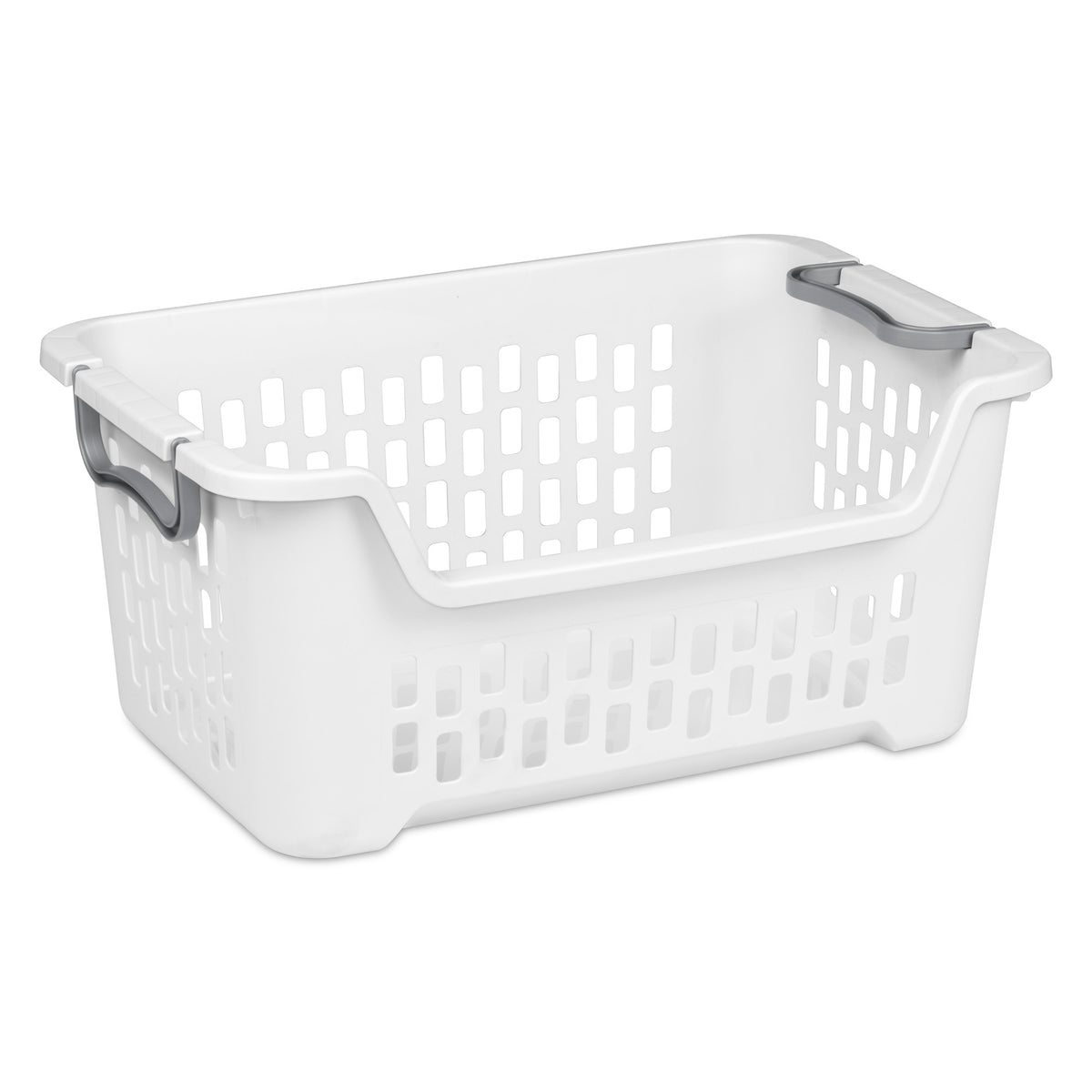 Sterilite Stacking Laundry Basket, 2 Bushel Hamper with Handles, White, 18 Pack