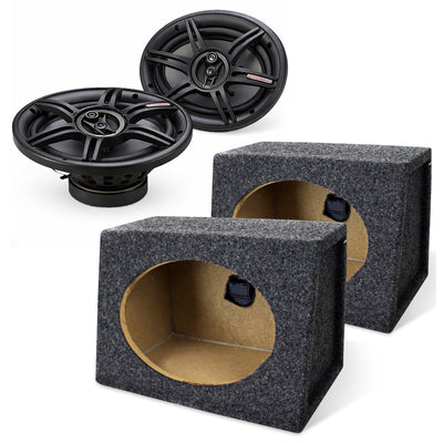 Crunch 400W 6x9" Coaxial Speakers & QPower Angled Style 6x9" Car Audio Enclosure
