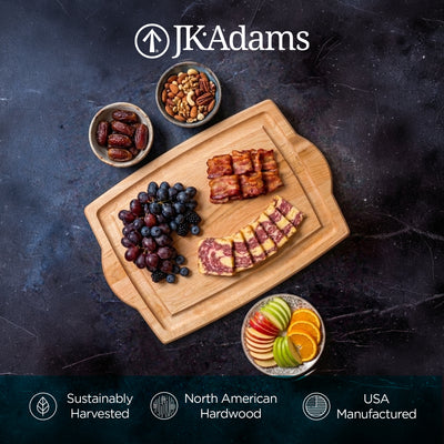 J.K. Adams Farmhouse Maple Carving Cutting Board w/ Handles, 20" x 14" x 0.75" - VMInnovations