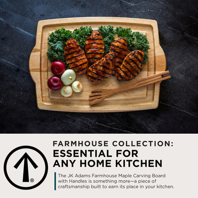 J.K. Adams Farmhouse Maple Carving Cutting Board w/ Handles, 20" x 14" x 0.75" - VMInnovations