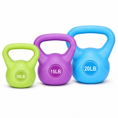 BalanceFrom Sand-Filled Kettlebell Weights Set of 10, 15, and 20 lb, Multicolor
