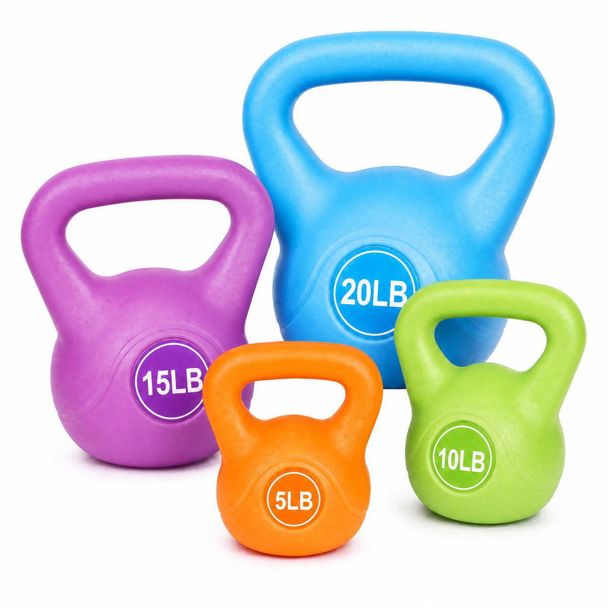 BalanceFrom Sand-Filled Kettlebell Weights Set of 5, 10, 15 & 20 lb, Multicolor