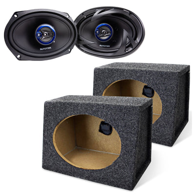 Autotek Street Machine 6x9" Speakers & QPower Angled 6x9" Car Audio Enclosure