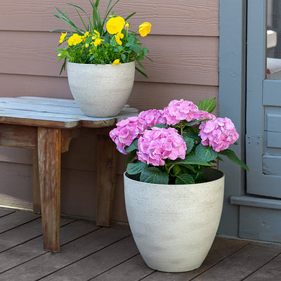 Southern Patio 13-Inch Egg Planter, UV Protected Resin with Drainage Hole, White