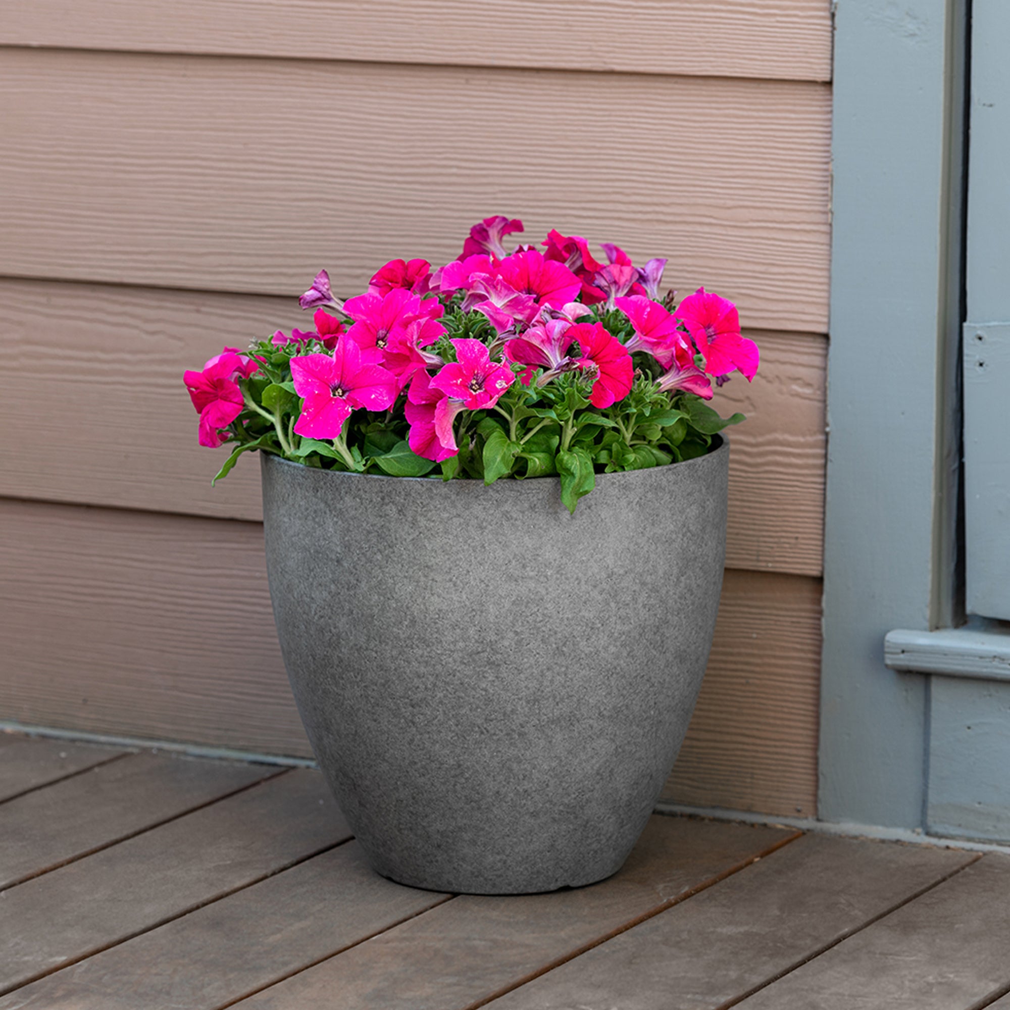 Southern Patio 13-Inch Egg Planter, UV Protected Resin, Graystone, Pack of 6