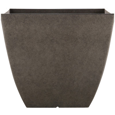 Southern Patio 16-Inch Newland Square Low Planter, UV Protected Resin, Gray