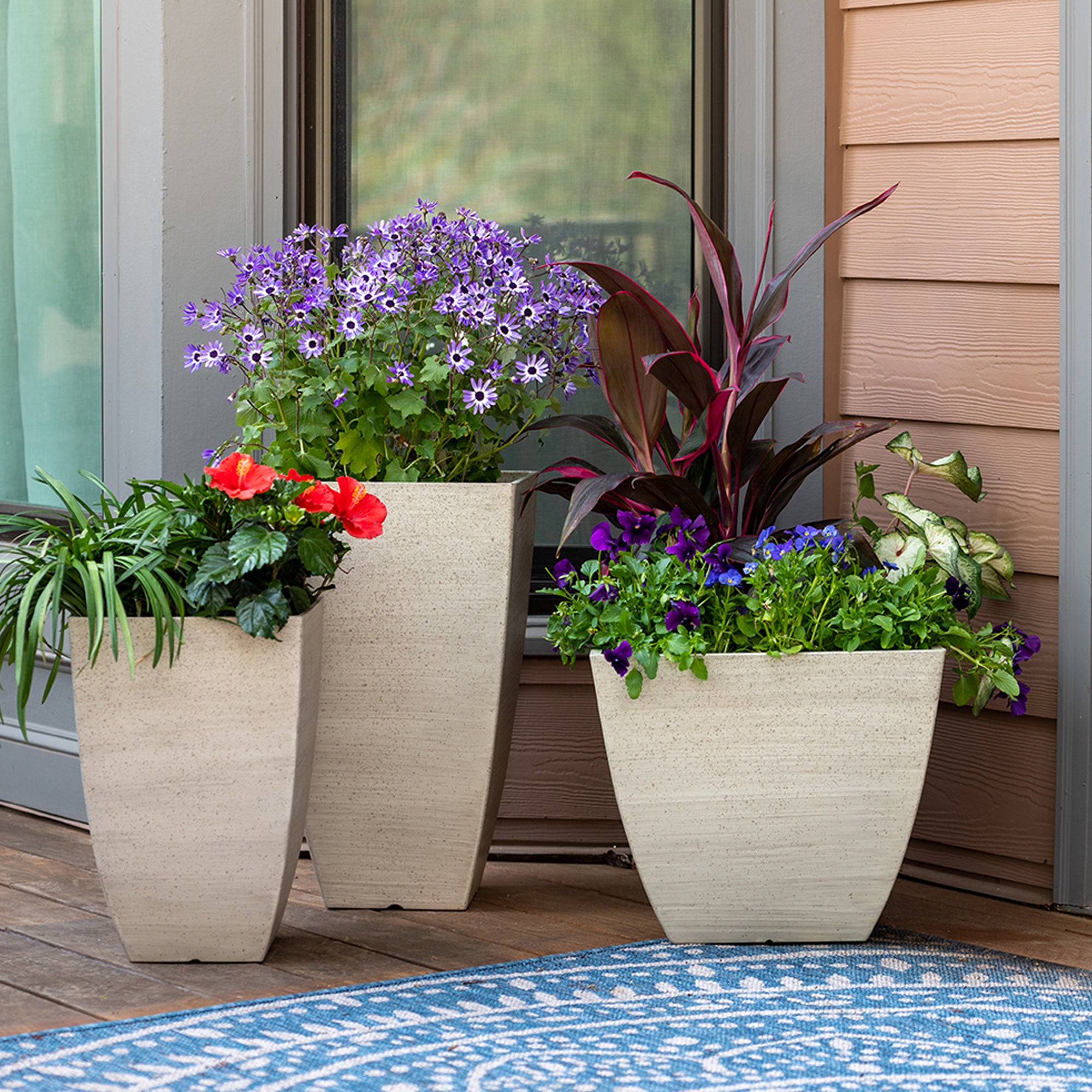 Southern Patio 15.5-Inch Newland Square Planter, UV Protected Resin, White