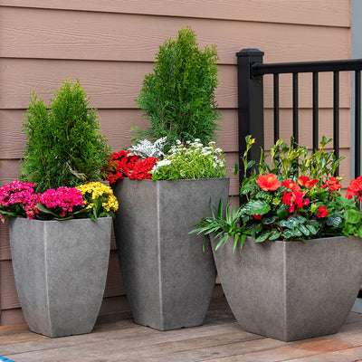 Southern Patio 15.5-Inch Newland Square Planter, UV Protected Resin, Gray