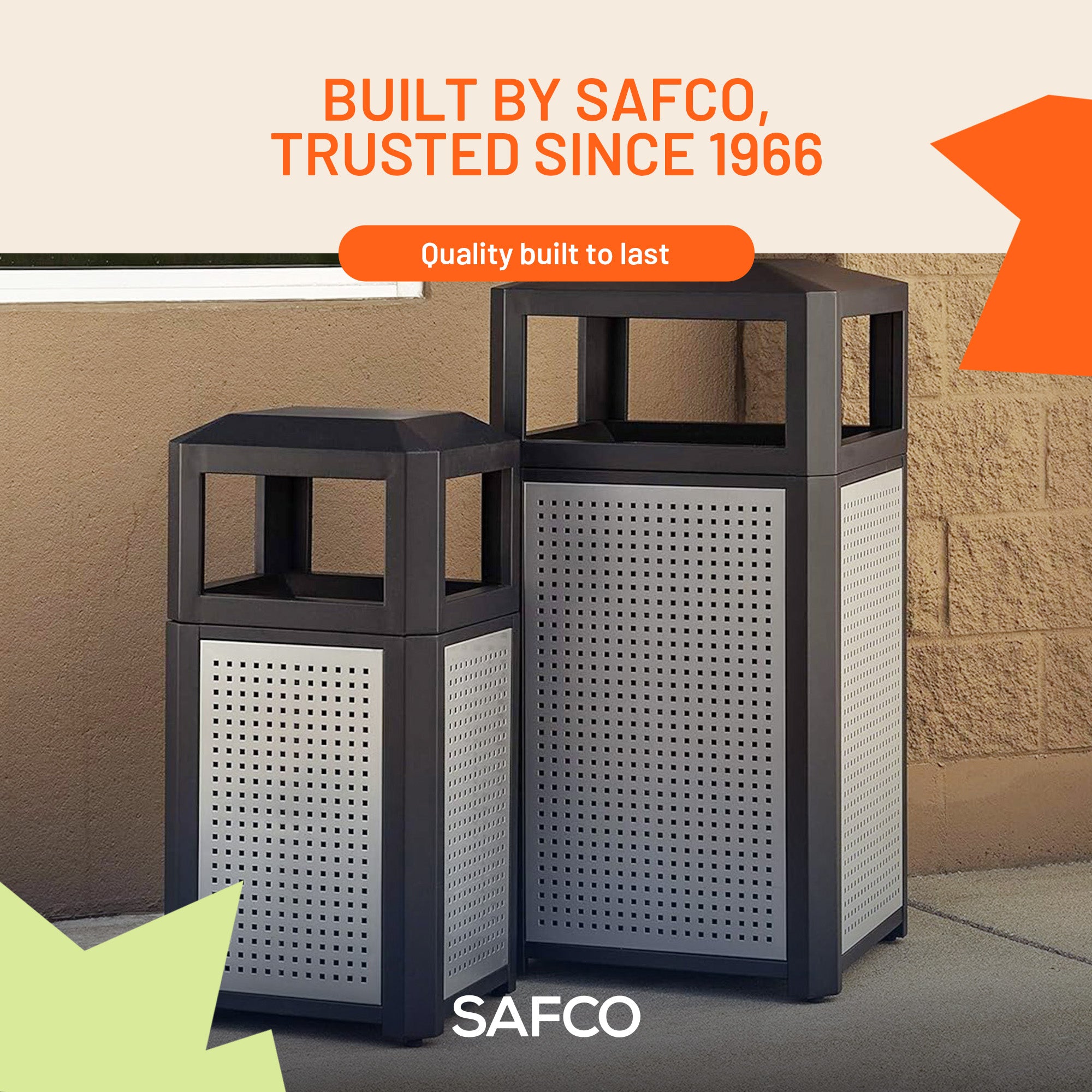 Safco Evos Steel Trash Can, 15 Gallon Garbage Bin for Indoors or Outdoors, Black