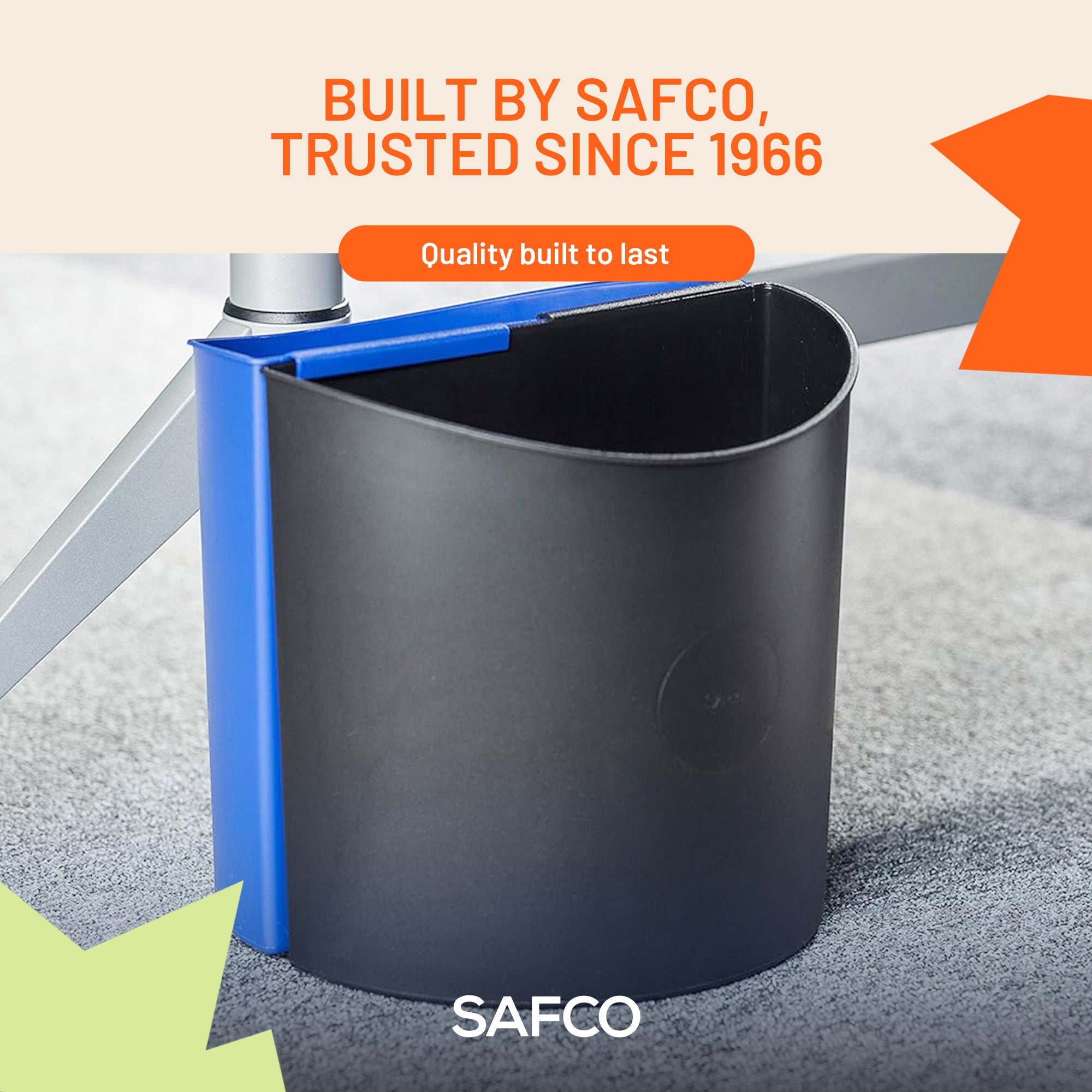 Safco Desk-Side Recycling Receptacle, 6 Gallon Combined Capacity, Black & Blue