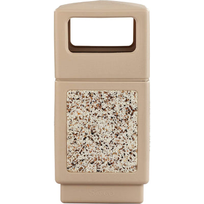 Safco Canmeleon Aggregate Panel Trash Can, Side Open, 38 Gallon Receptacle, Tan - VMInnovations