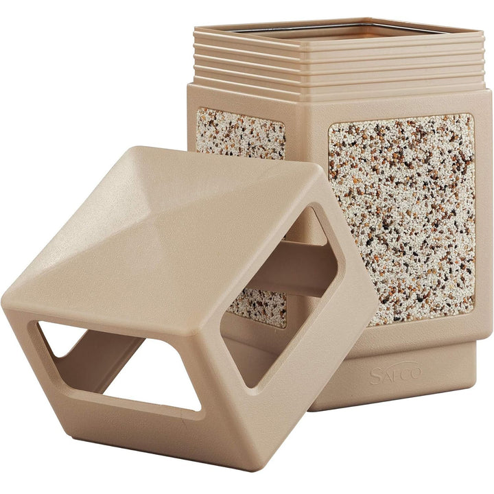 Safco Canmeleon Aggregate Panel Trash Can, Side Open, 38 Gallon Receptacle, Tan