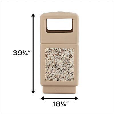 Safco Canmeleon Aggregate Panel Trash Can, Side Open, 38 Gallon Receptacle, Tan - VMInnovations