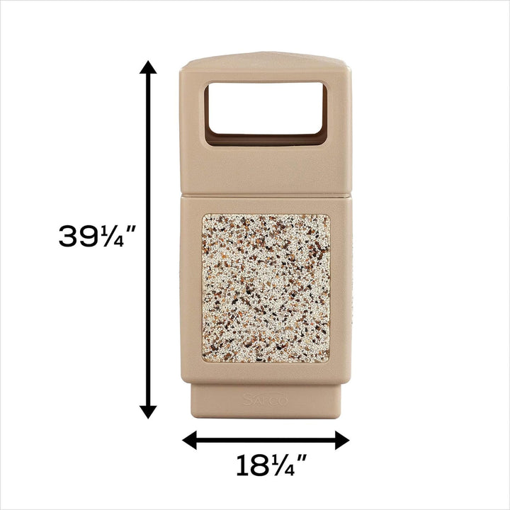 Safco Canmeleon Aggregate Panel Trash Can, Side Open, 38 Gallon Receptacle, Tan