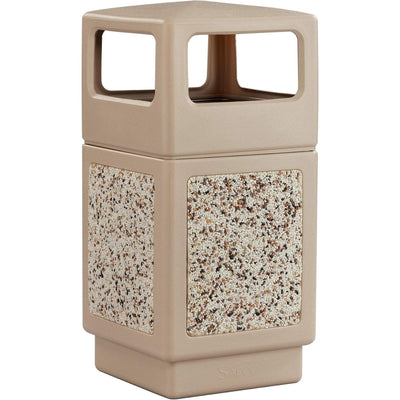 Safco Canmeleon Aggregate Panel Trash Can, Side Open, 38 Gallon Receptacle, Tan (Open Box)
