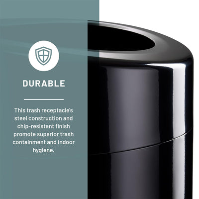 Safco Open Top Trash Can, Indoor Home 30 Gallon Waste Bin Container, Black - VMInnovations