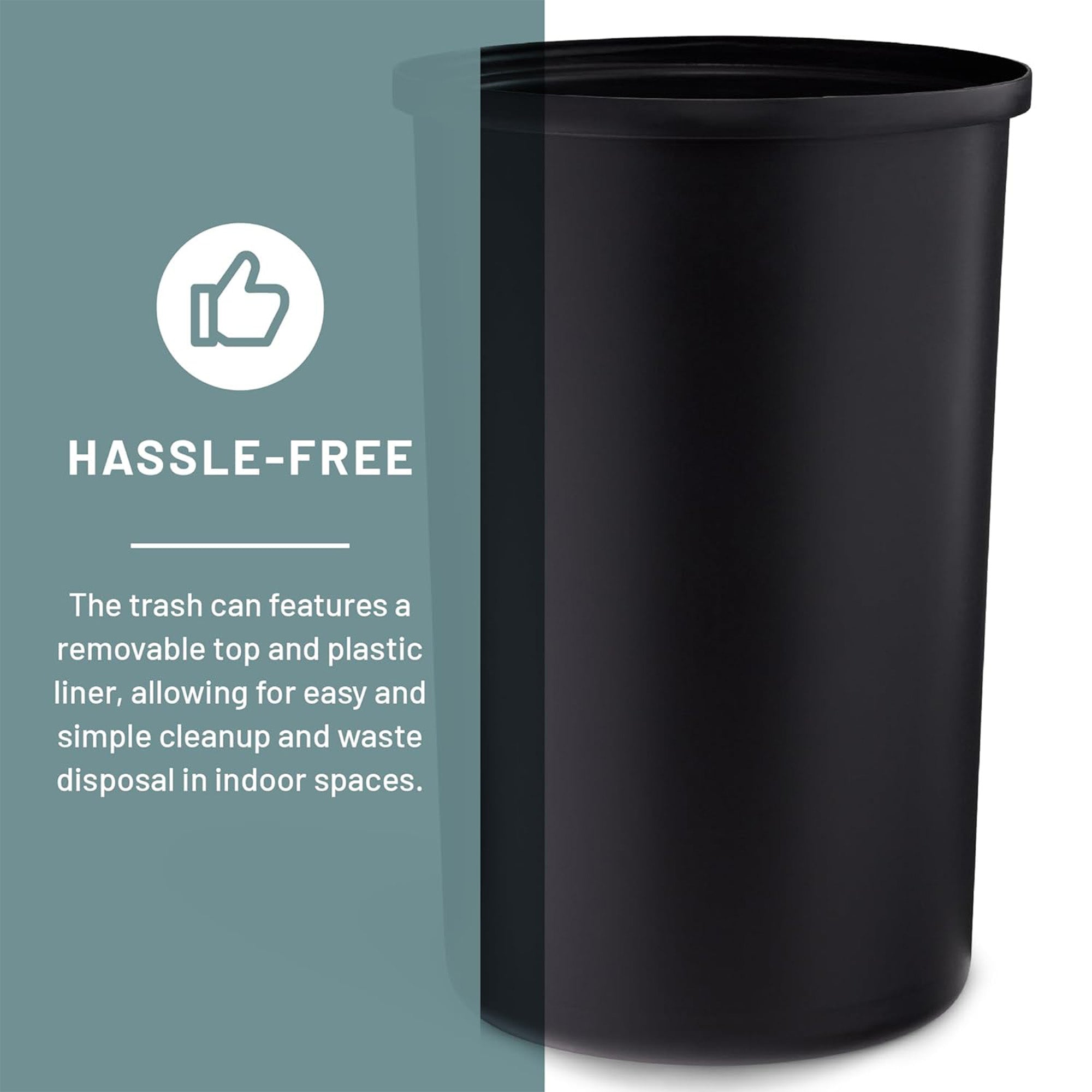Safco Open Top Trash Can, Indoor Home 30 Gallon Waste Bin Container, Black - VMInnovations