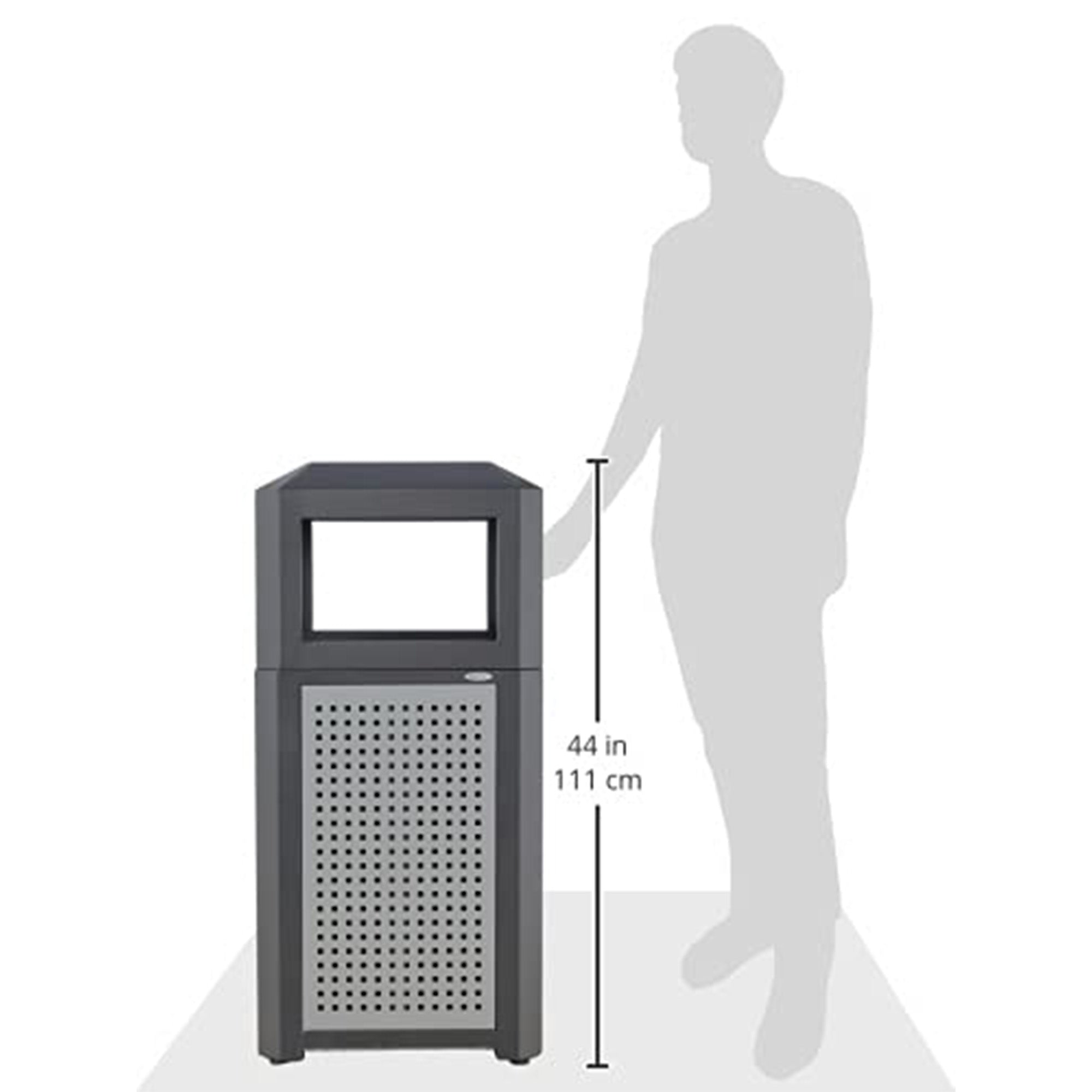 Safco Evos Steel Trash Can, 15 Gallon Garbage Bin for Indoors or Outdoors, Black - VMInnovations