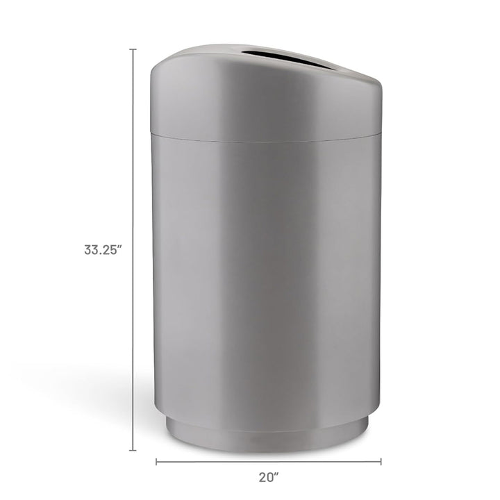 Safco Open Top Trash Can, Indoor Home 30 Gallon Waste Bin Container, Silver