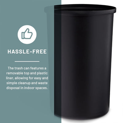 Safco Open Top Trash Can, Indoor Home 30 Gallon Waste Bin Container, Silver - VMInnovations