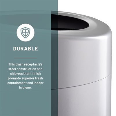 Safco Open Top Trash Can, Indoor Home 30 Gallon Waste Bin Container, Silver - VMInnovations