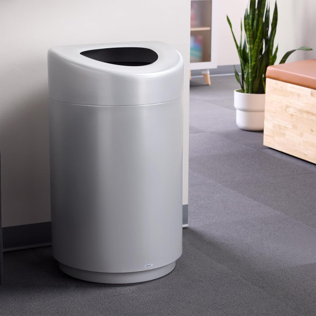 Safco Open Top Trash Can, Indoor Home 30 Gallon Waste Bin Container, Silver