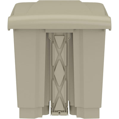 Safco Step On Trash Can with Foot Pedal, 8 Gallon Plastic Indoor Waste Bin, Tan - VMInnovations