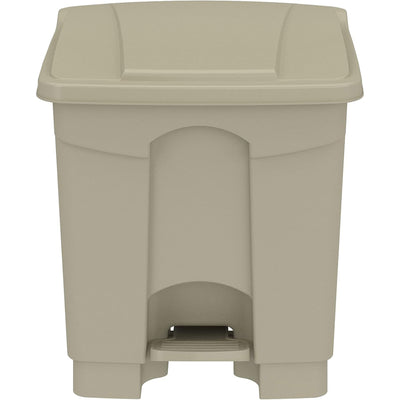 Safco Step On Trash Can with Foot Pedal, 8 Gallon Plastic Indoor Waste Bin, Tan - VMInnovations