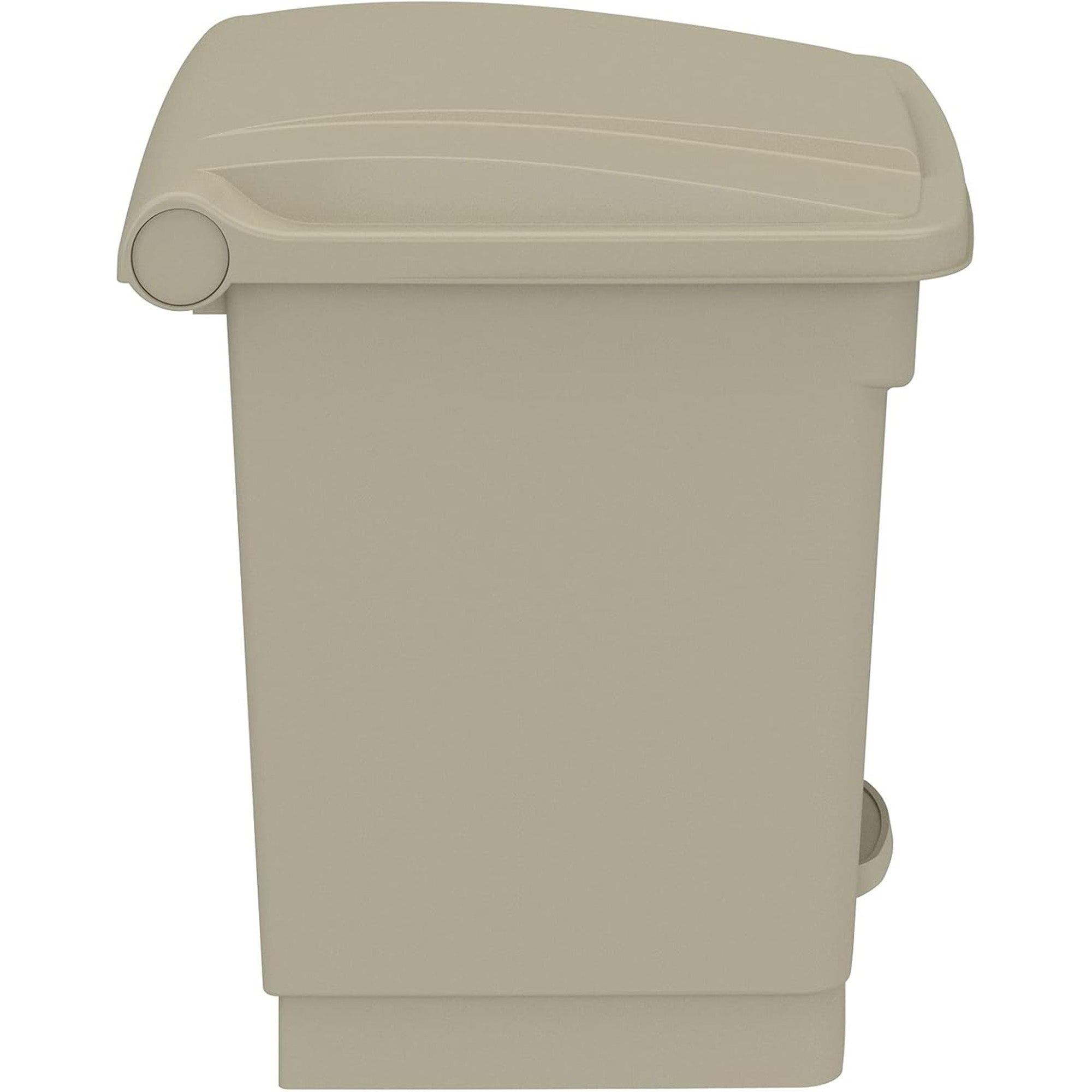 Safco Step On Trash Can with Foot Pedal, 8 Gallon Plastic Indoor Waste Bin, Tan - VMInnovations