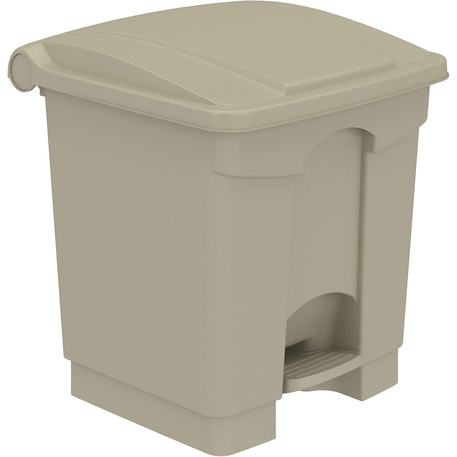 Safco Step On Trash Can with Foot Pedal, 8 Gallon Plastic Indoor Waste Bin, Tan - VMInnovations